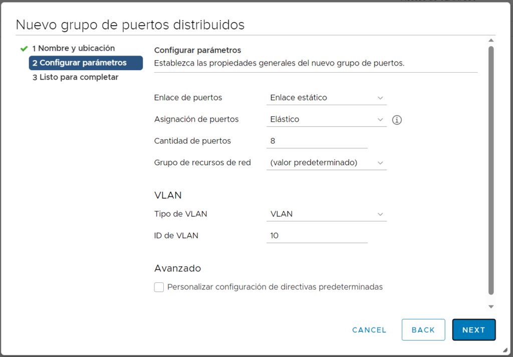 Crear switches distribuidos (Distributed Switch) y redes en vCenter Server