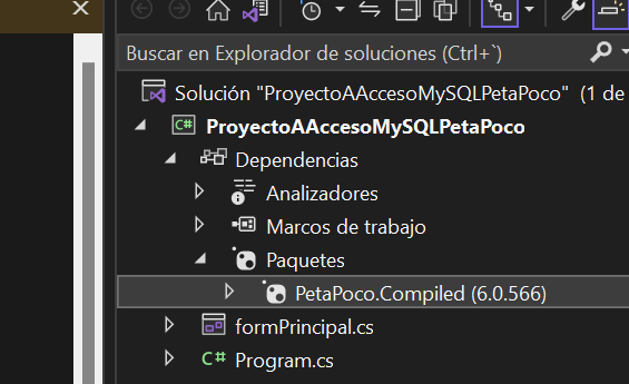 Instalar Petapoco en nuestro proyecto Visual Studio .Net CSharp
