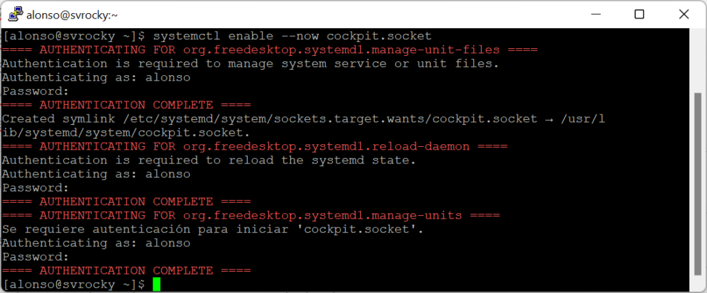 Activar acceso web para administración de Rocky Linux con Cockpit