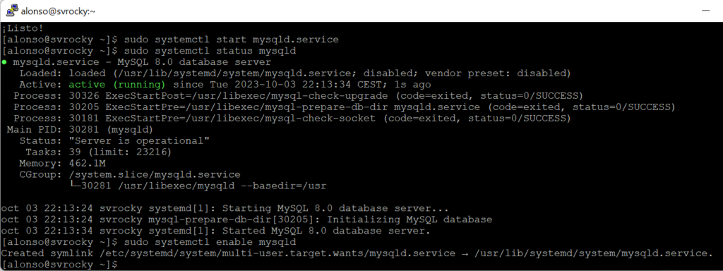 Instalar MySQL Server en Rocky Linux 8