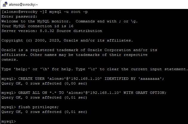 Configurar acceso remoto a MySQL Server en equipo Rocky Linux
