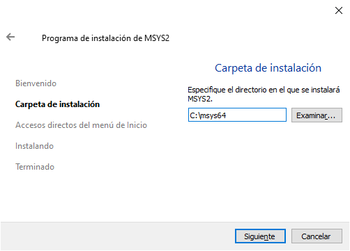 Instalar MSYS2 en equipo Windows con gcc, g++ y gdb