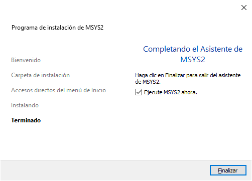 Instalar MSYS2 en equipo Windows con gcc, g++ y gdb
