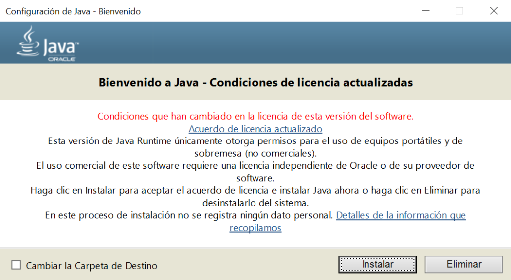 Instalar Java Runtime Environment (JRE)
