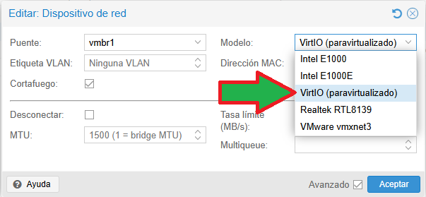 Cambiar tipo de adaptador de red de máquina virtual Windows Server 2022 sobre Proxmox a VirtIO paravirtualizado