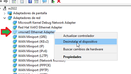 Cambiar tipo de adaptador de red de máquina virtual Windows Server 2022 sobre Proxmox a VirtIO paravirtualizado