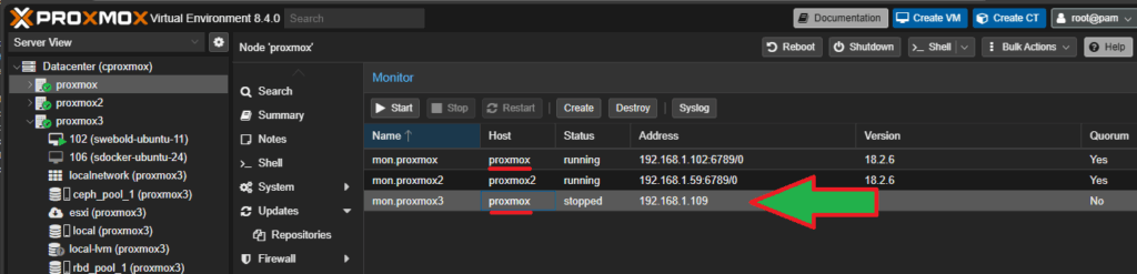 Agregar un monitor de Ceph de forma manual en clúster Proxmox VE