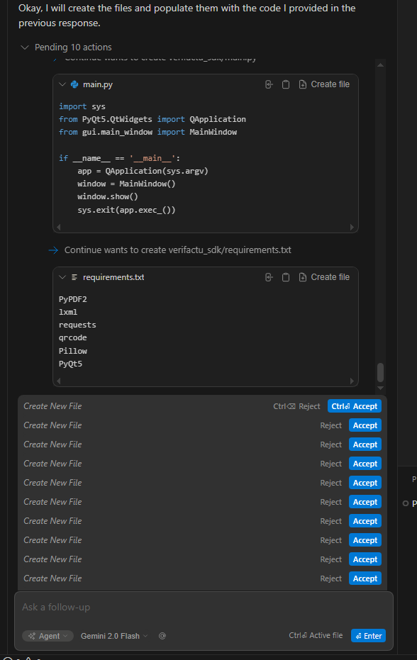 Probando Gemini y Continue en VSCode