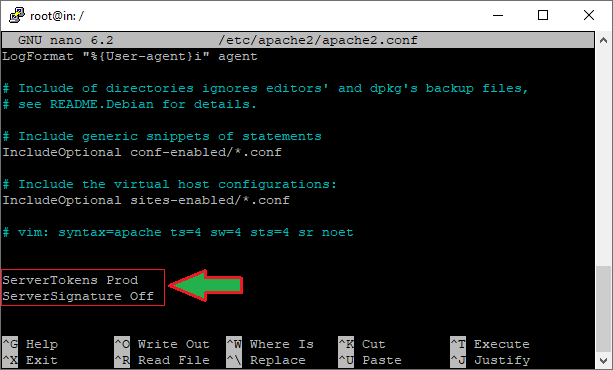 Ocultar datos en errores de servidor web Apache