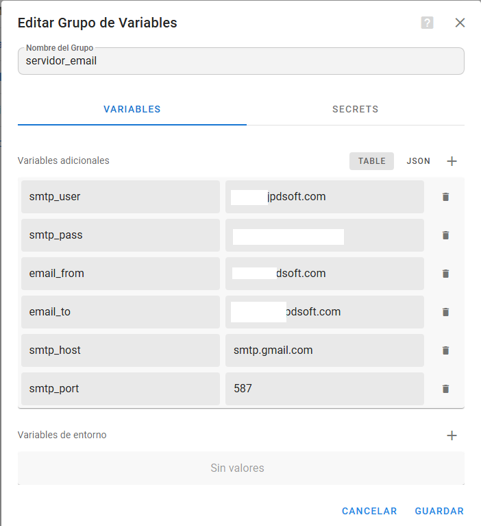 2. Configuración de variables en Ansible Semaphore