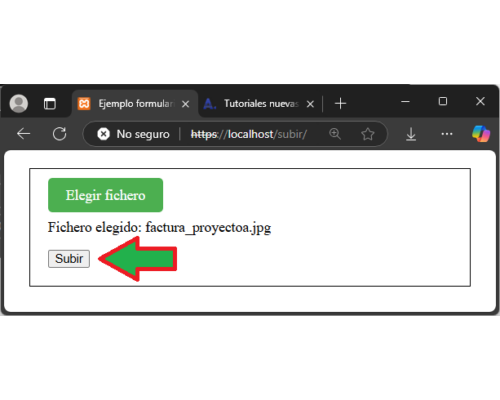 Ficheros HTML y PHP del ejemplo de formulario de subida de fichero a servidor web